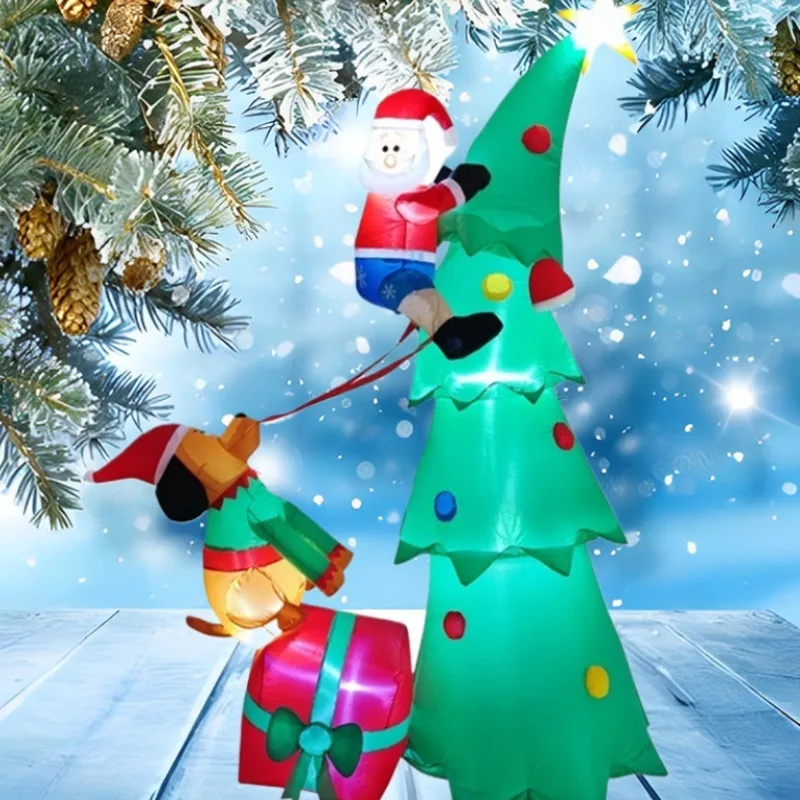 Juguete inflable de Papá Noel para escalar, modelo inflable luminoso, modelo de decoración de atmósfera navideña