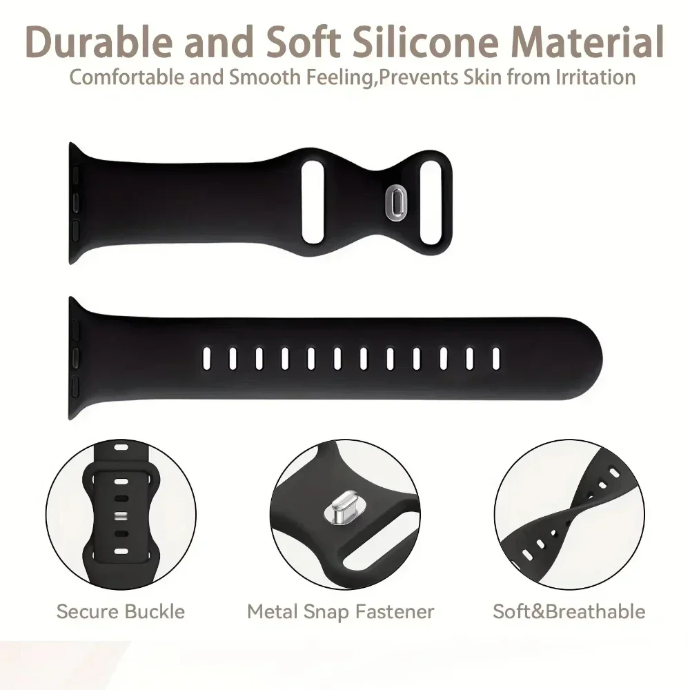 Silicone Band For Apple Watch 11 10 46mm 42mm 9 8 7 45mm 41mm Ultra 3/2 49mm Sports Bracelet Wristband iWatch 6 5 4 SE 44mm 40mm