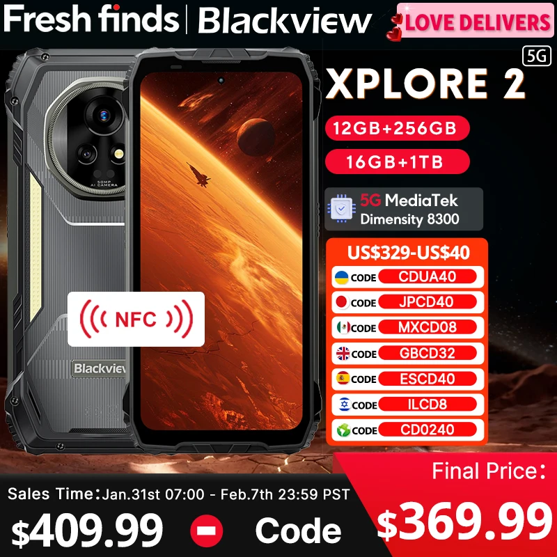

【World premiere】Blackview XPLORE 2 Rugged Phone 5G 6.73” 3.2K AMOLED Display 20000mAh MediaTek Dimensity 8300 120W Charger