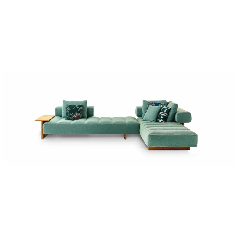 Italian minimalist designer log wind villa living room simple modern light luxury retro casual fabric sofa