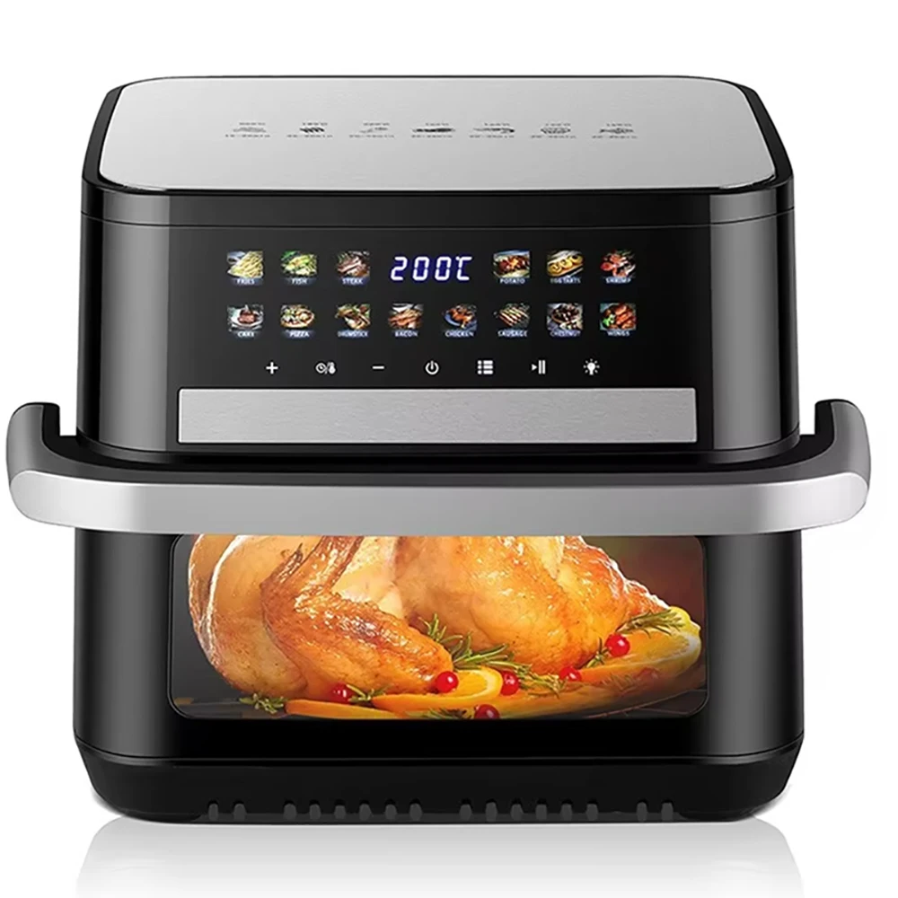 

2026 New Model Multi-functionalNew Design OEM 10L Digital Air Fryer Smart with Big Colorful Visible Window Dual Heater Option