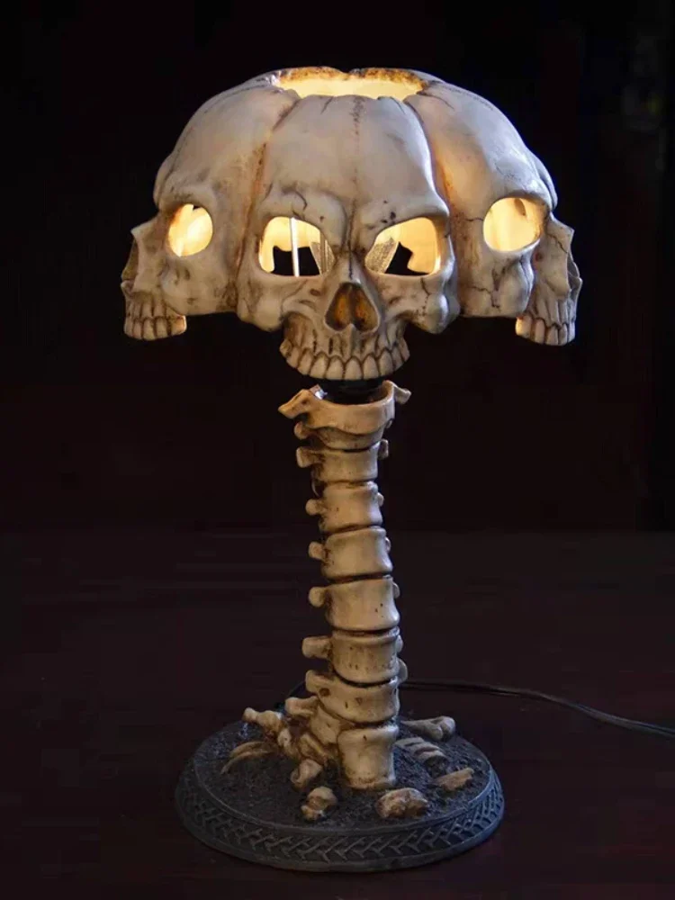 Skull Skeleton Horror Table Lamp 3D Statue Creative Party Ornament Prop Halloween Home Decoration Atmosphere Easter Night Light