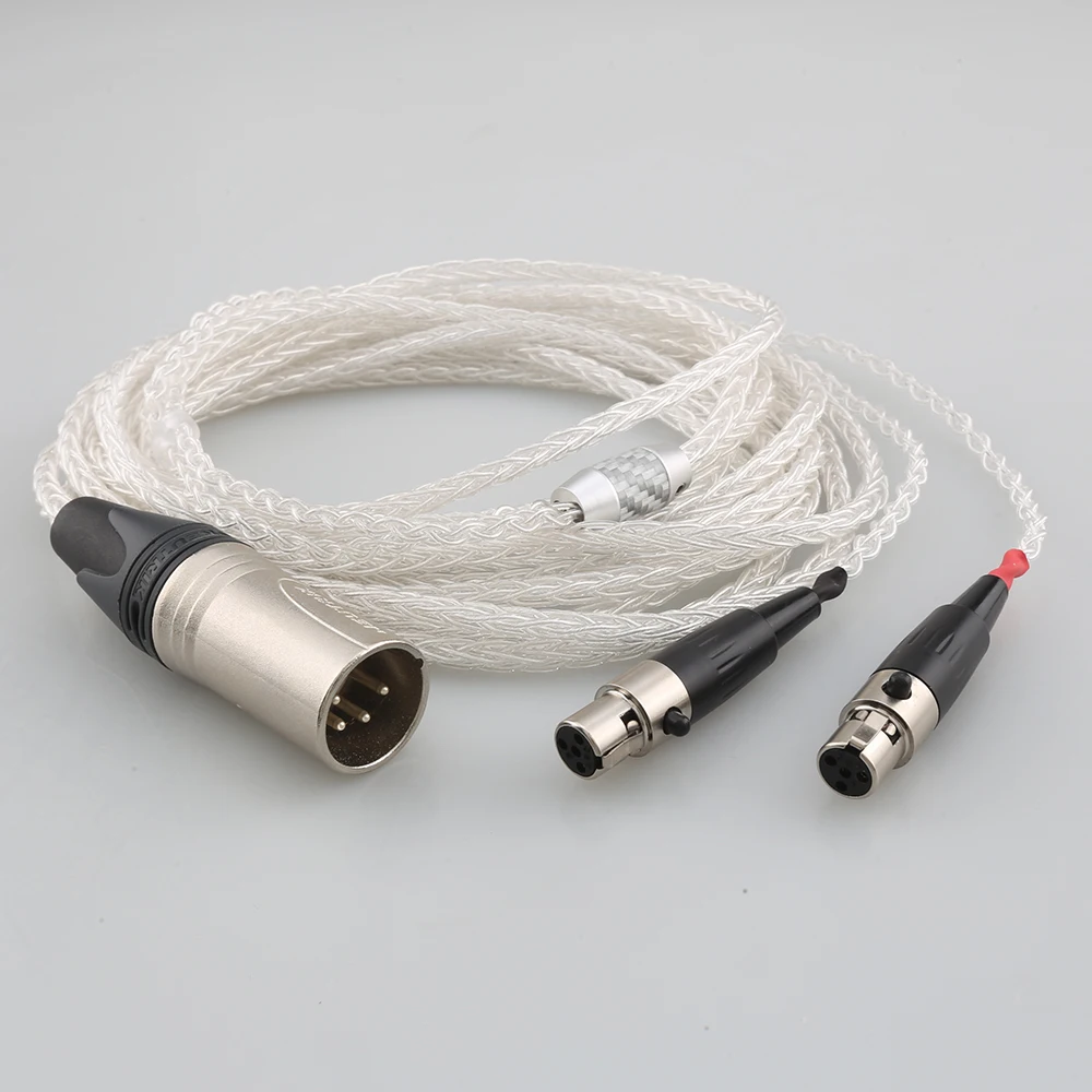 

99% Pure Silver 8 Cores HiFi Cable 4-pin XLR Balanced Male for Audeze LCD-2, LCD-3, LCD-4, LCD-X, LCD-XC