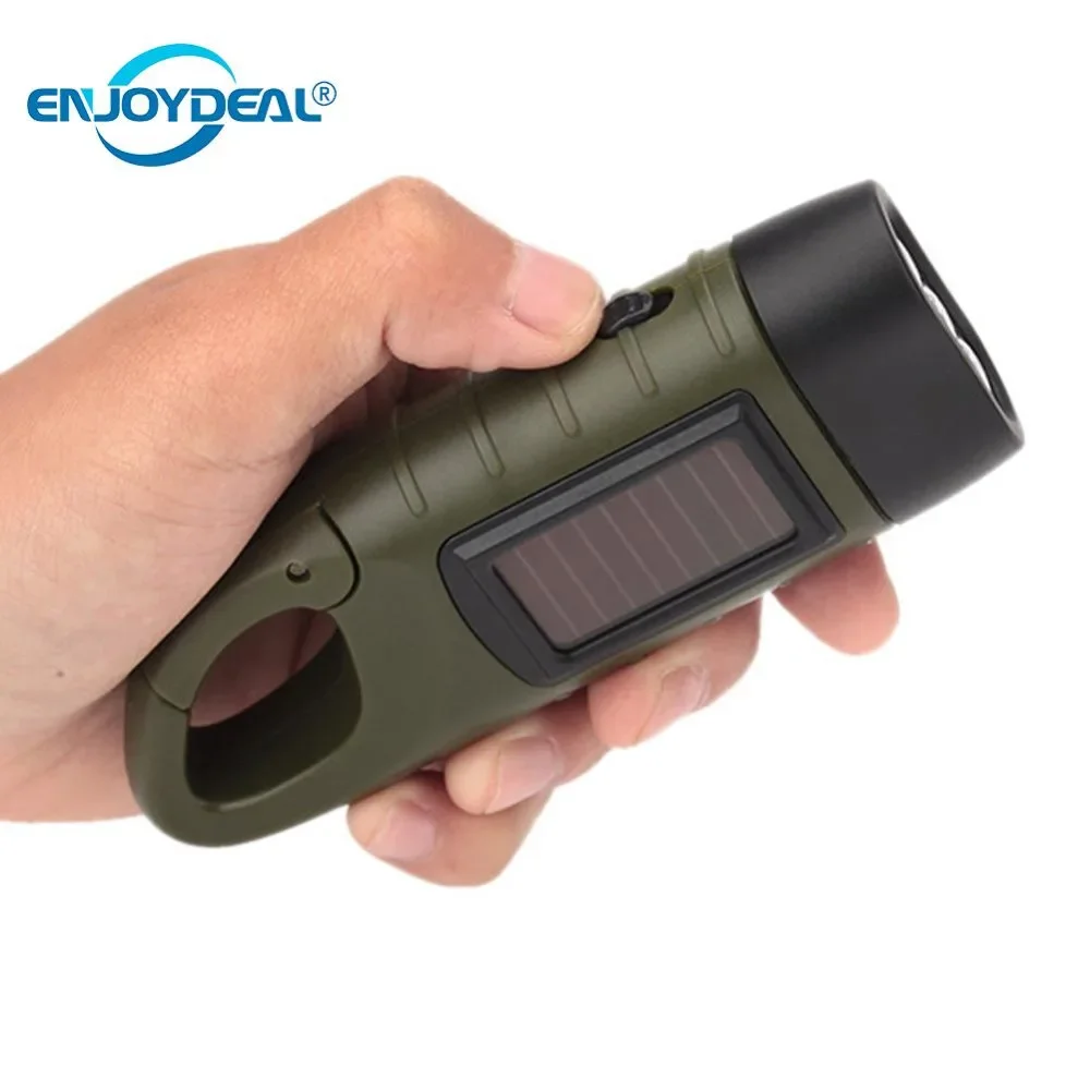 Dynamo flashlight Mini Emergency Hand crank Solar Flashlight Rechargeable LED Light Lamp Charging Powerful Torch Camping Light