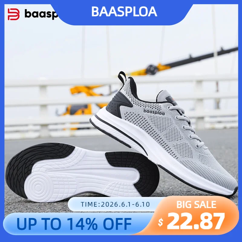 Baasploa Running Shoes Men's New Casual Lightweight Designer Mesh Sneakers Male Outdoor Breathable Lace-Up Sports Walking Shoes