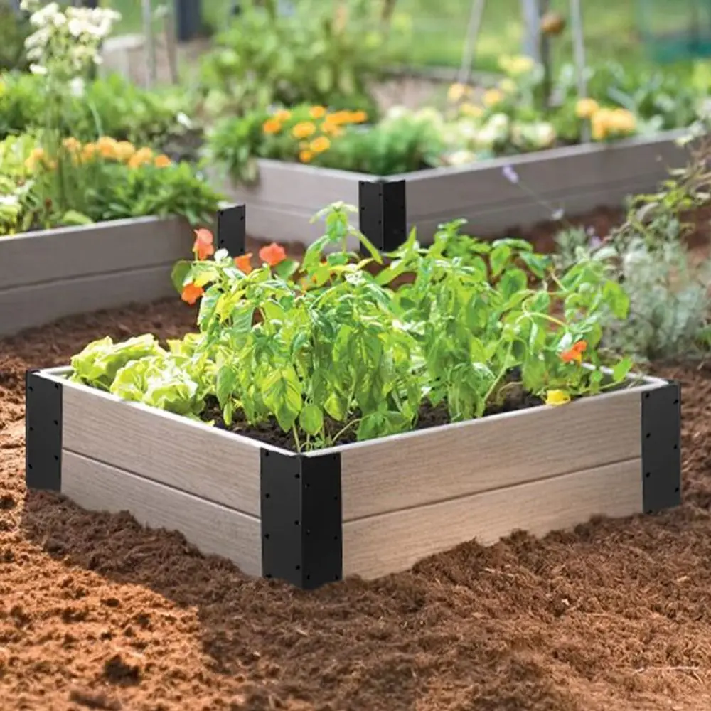 

Rust Resistant Raised Garden Bed Corner Brackets Black Metal With Screws Metal Garden Corner Brackets Noise Free Rustproof