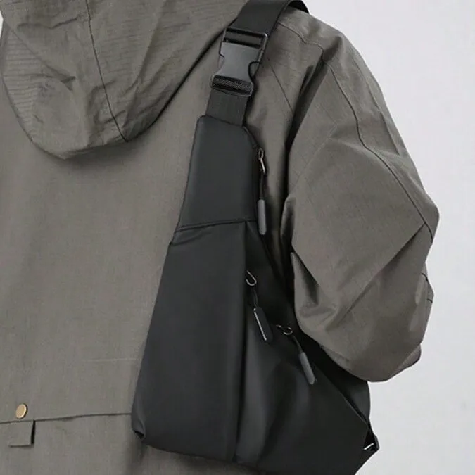 Anti Theft Close Fitting Chest Bag Men's Leisure Leather Film Triangle Bag Crossbody Card Wallet Sports Cycling Riding Sling Bag