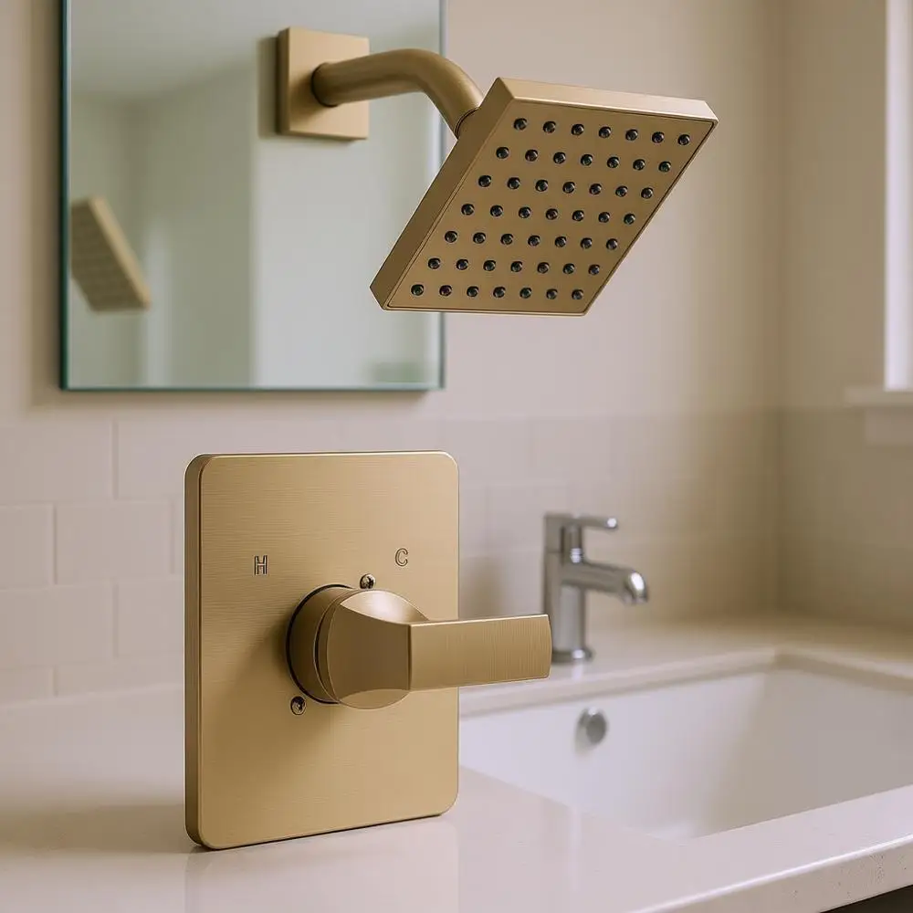 

Душевой набор серии 14, комплект для душа и ручки из матового золота, комплект отделки, цвет шампань-бронза T14237-CZ