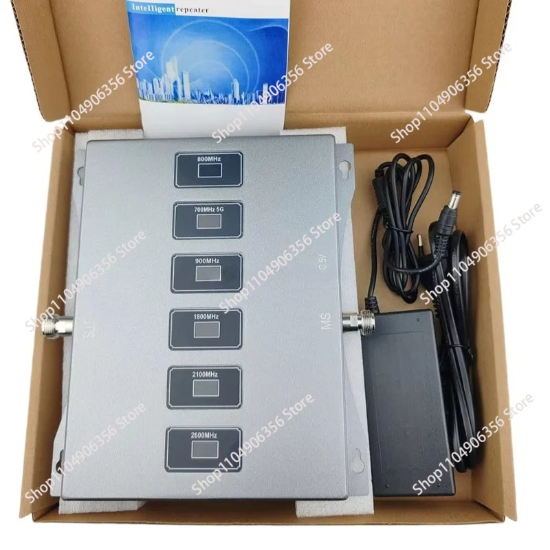 Six-band Broadband 2G 3G 4G LTE 5G GSM Mobile Signal Booster, Multi-Carrier Compatible Network Amplifier for Home and Office