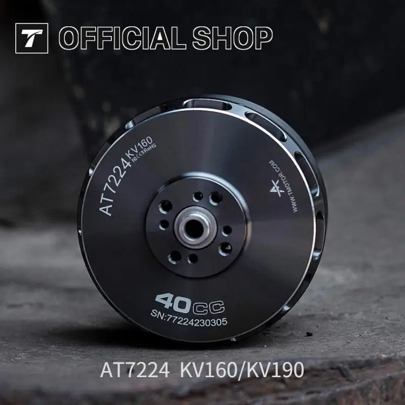 T-Motor AT7224 40CC VTOL UAV Fixed Wing Long Shaft Motor KV160/KV190 for 120E-170E Aircraft,corresponding To Engine