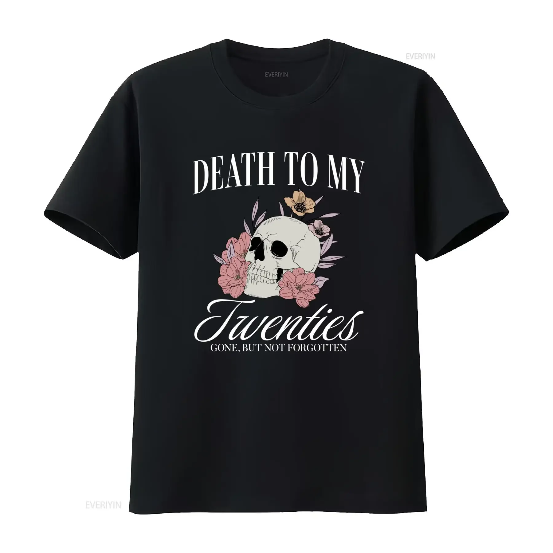 Death To My Twenties 30th Birthday T Shirt for Her Gothic Skull Floral Print vintage Washed Versatile graphic Stylish fashion