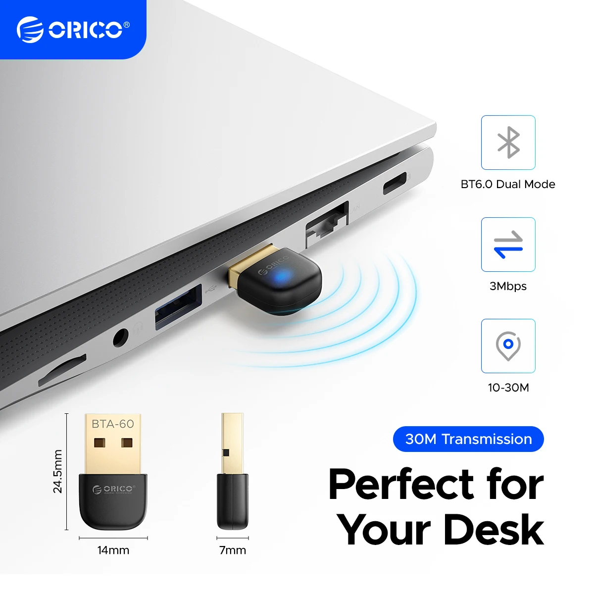 ORICO Dual Mode 6.0 Wireless WiFi Adapter Bluetooth USB Dual Band Network Card Receiver for Desktop Suitable for Desktop Laptops