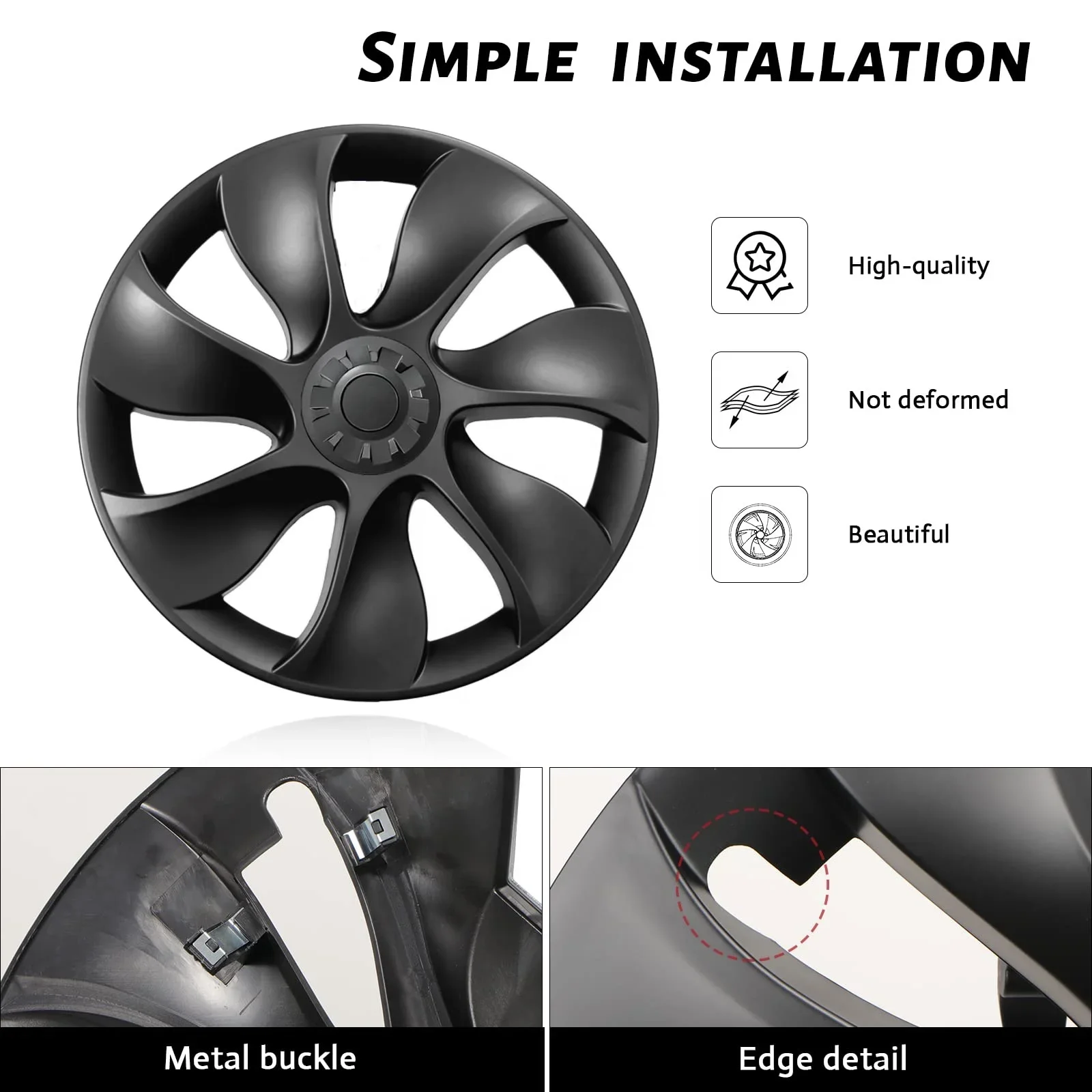 Hot Sale 19 Inch Model Y Hubcap Full Cover Fashion Design Refit Tesla Model 3 Y Hubcap Wheel Cover For 4PCS Tesla Accessories