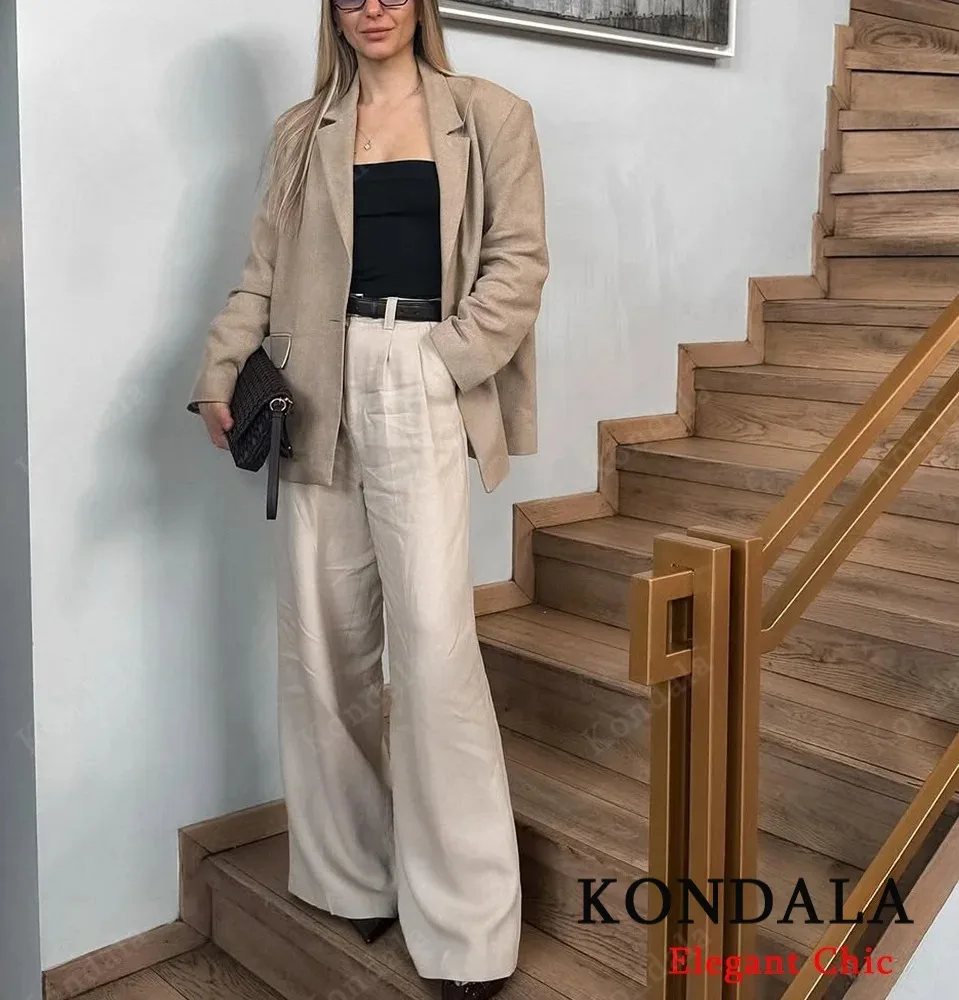 

KONDALA Women Autumn Elegant Blazer Shoulder-Padded Straight Single-Button Suit 2025 Spring Fashion Commuter Vacation Blazer