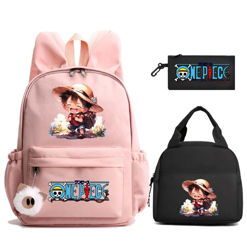 3 pz/set Anime One Piece zaino con Lunch Bag astuccio Back To Schoolbag per Boy Girl Bag uomo donna borsa da viaggio Mochila