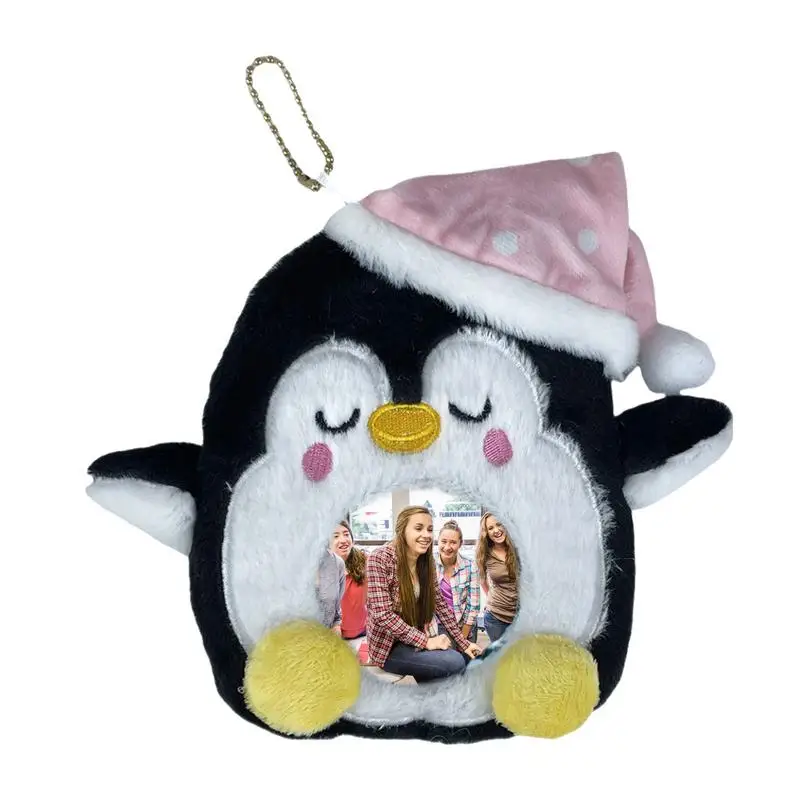 Cute Photocard Holder Plush Penguin ID Holder Photo Sleeves Soft Sleeping Hat Penguin Doll Bus Cards Organizer For Bus Card