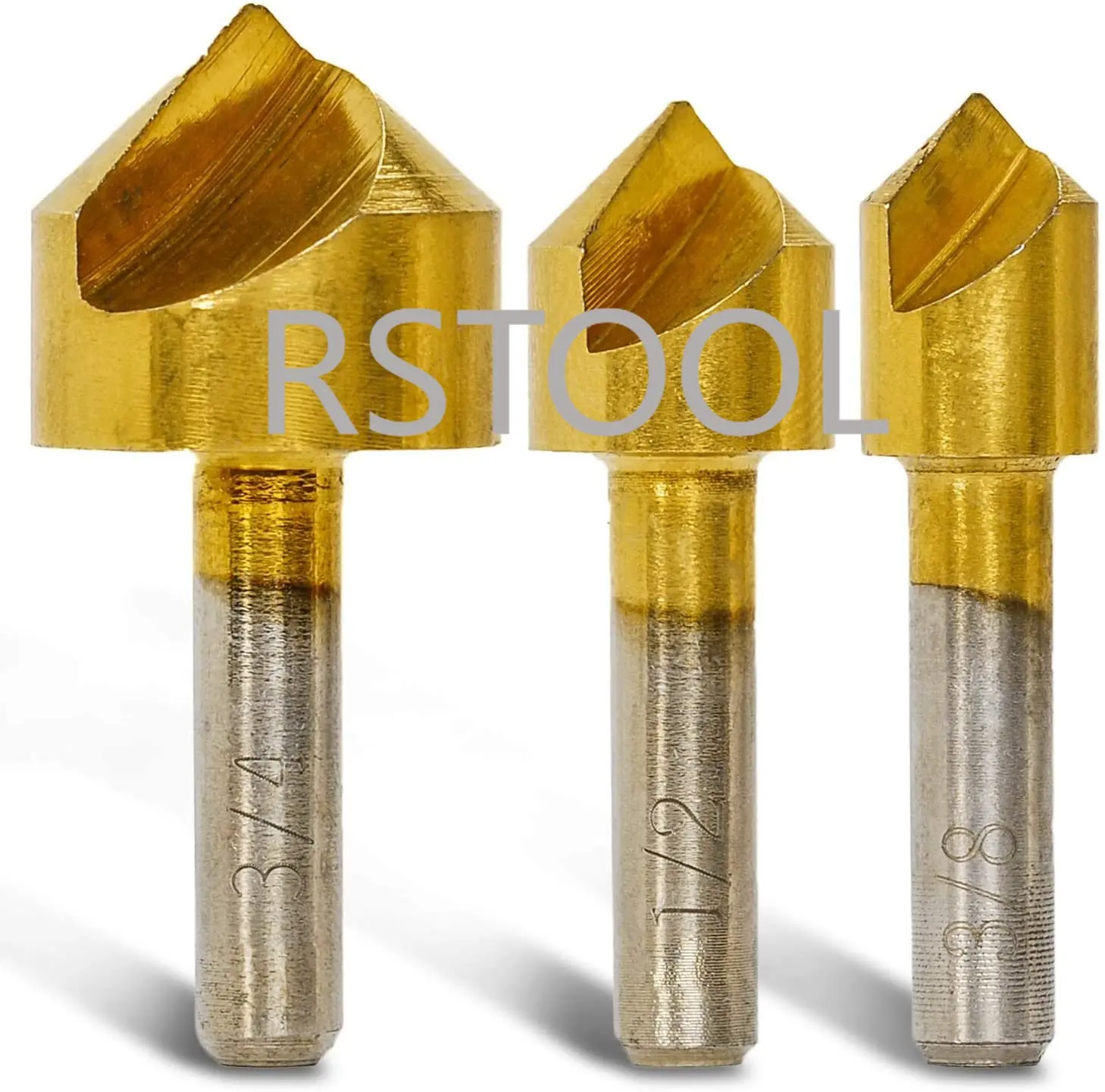 3 Phủ Titan Countersinks Mũi 82 Độ Đơn Sáo Chamfering Cắt Chamfer Kẹp Mũi Khoan | 3/8 "1/2" 3/4"