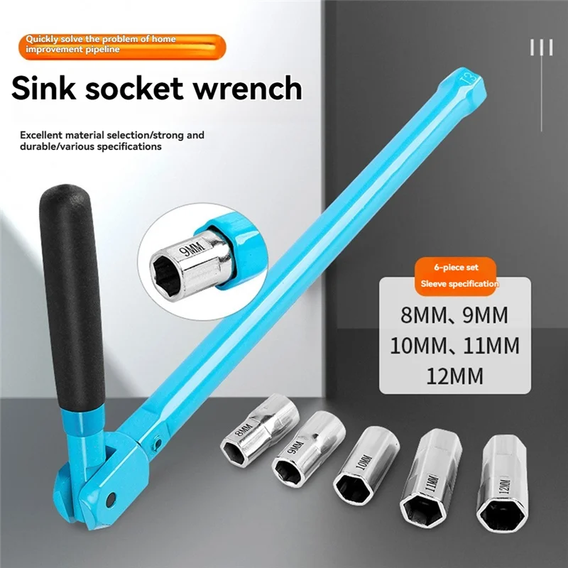 

ABFY-Faucet Wrench Hand Tools Plumber Socket Wrench Sink Basin Tap Back Installation Tool For Bathroom Faucet Wrench Set