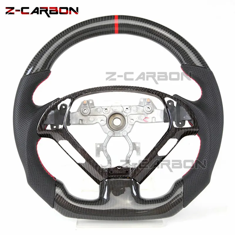 For Infiniti G37 G35 Q60 Carbon fiber leather steering wheel G37 Steering Wheel Red Perforated Leather With Trim Cover 09-13