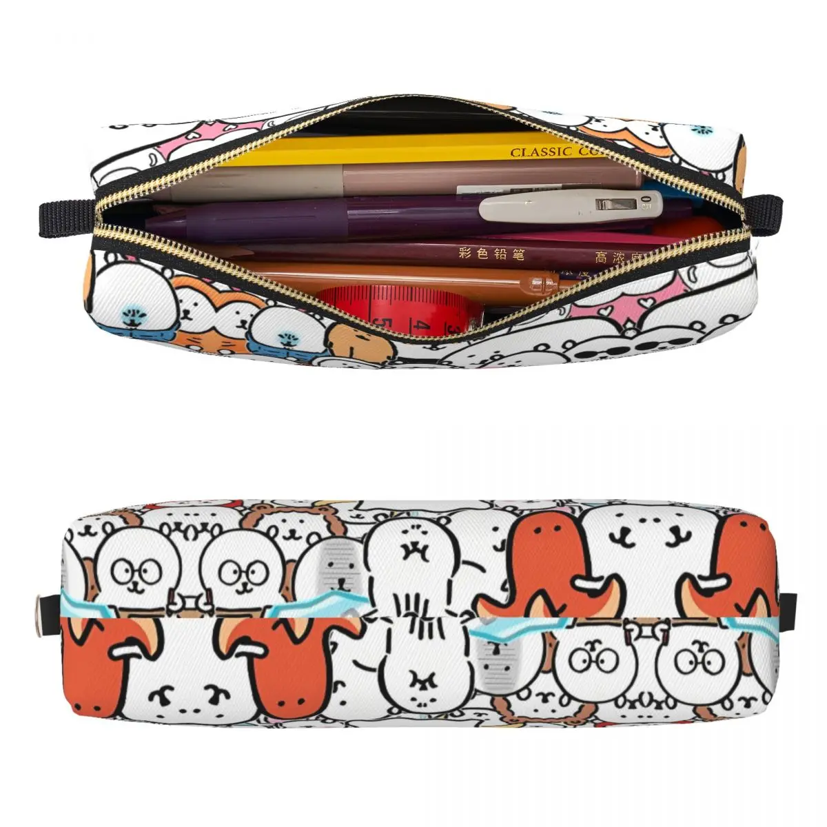 ผู้หญิงตลกหมีกระเป๋าเครื่องสําอางแบบพกพาแต่งหน้ากระเป๋าสําหรับจําเป็นพิมพ์โพลีเอสเตอร์จัดเก็บ