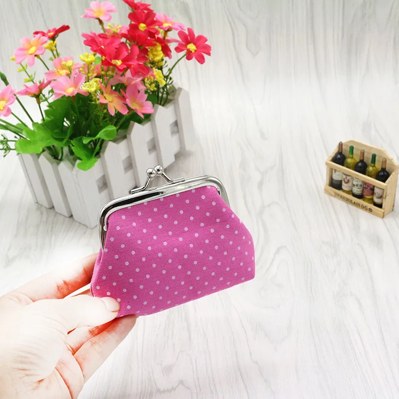 Coin Purses Lady Small Wallet For Women Dot Pattern Mini Hasp Coin Purses Money Change Pouch Cotton Fabric