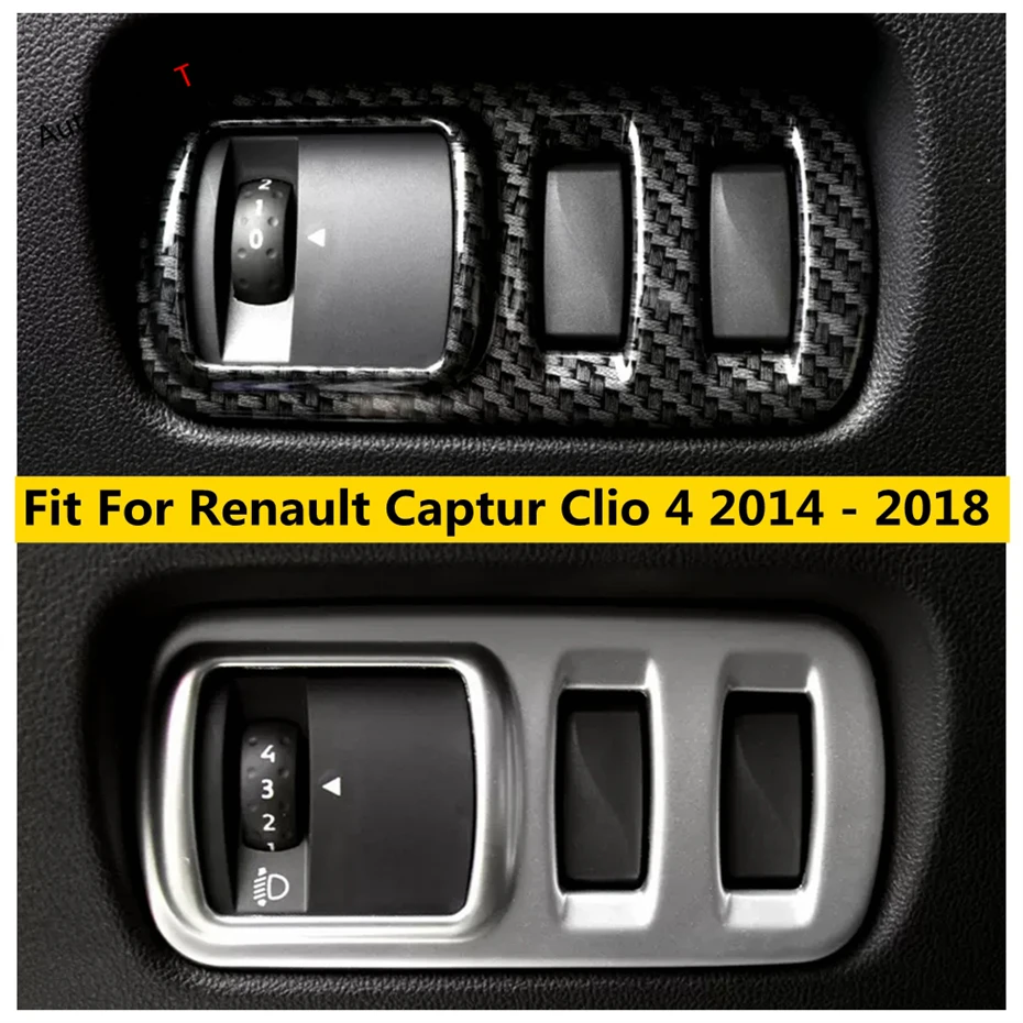 ABS Fiber Car Headlight Adjustment Switch Control Button Cover trim Interior Accessories For Renault Captur Clio 4 2014 - 2023