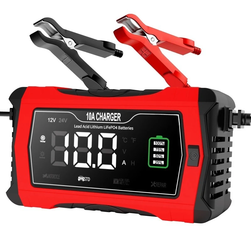 

For Car ATV Truck Auto Power Lithium LiFePO4 AGM GEL SLA Wet Dry Lead-Acid Battery Pulse Repair 12V-24V 10A Battery Charger