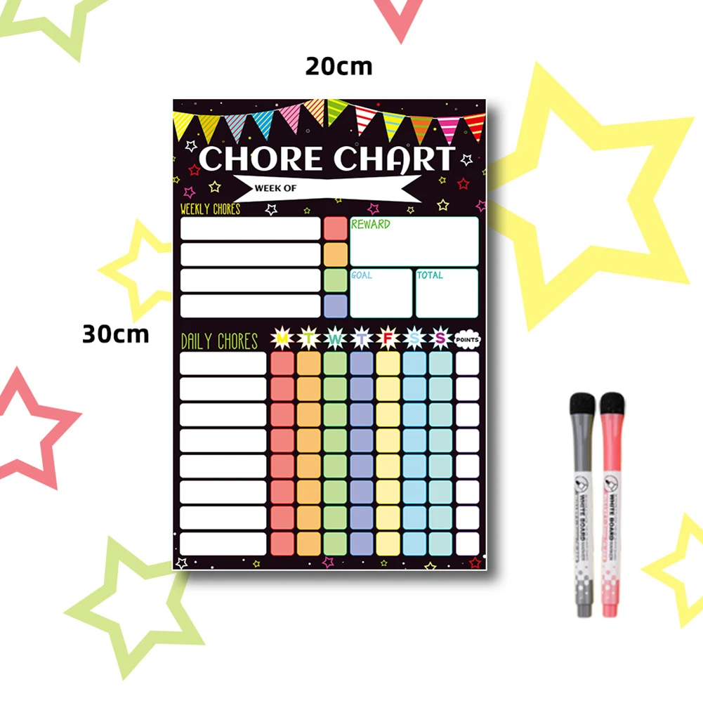 زراعة لوحة تقويمية لطيفة للمسح الجاف، عادات الأطفال، مخطط جدول مغناطيسي مرن، المهام الأسبوعية #1