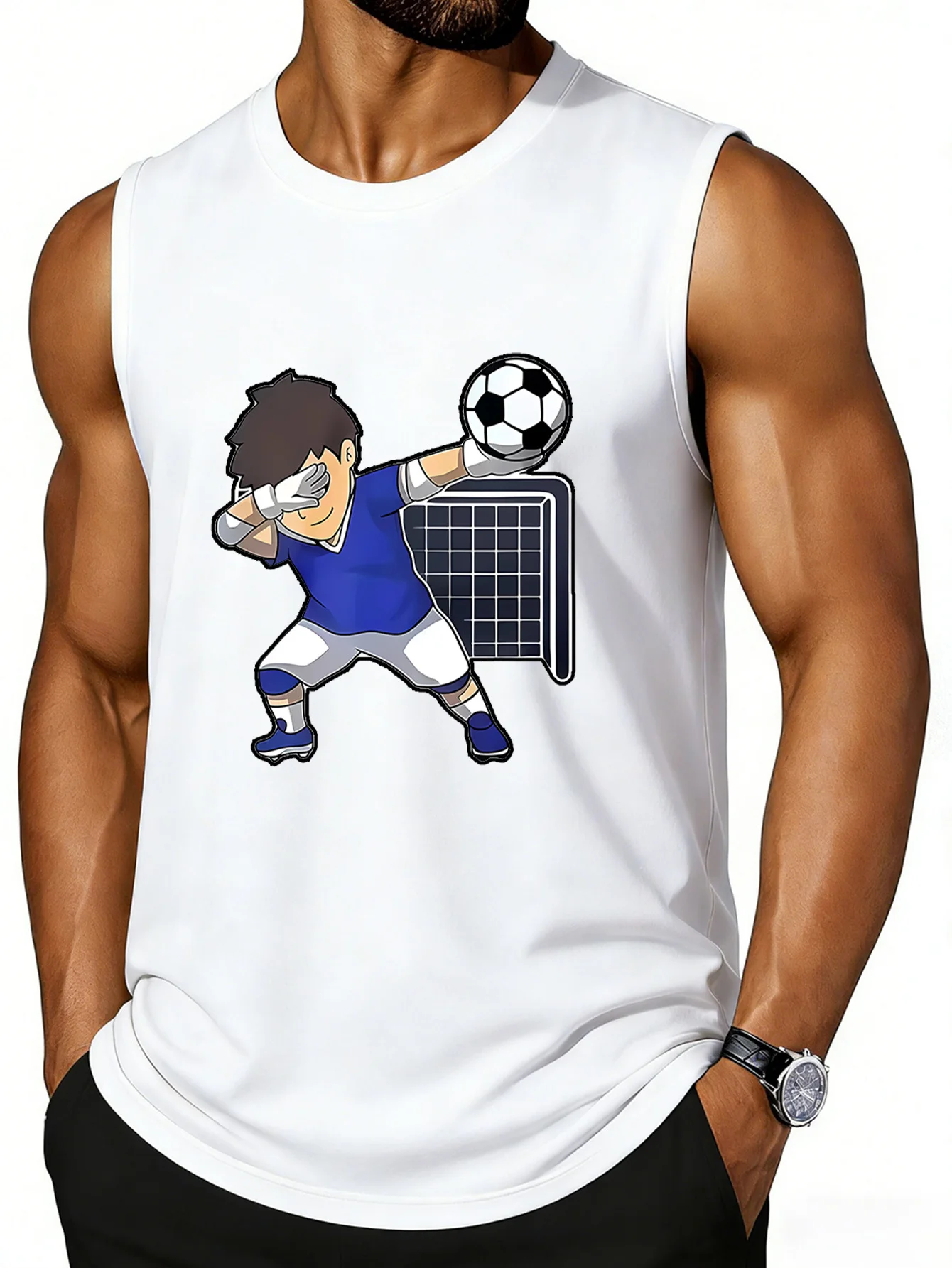 CLOOCL The Goalkeeper Saves The Ball Printed Vest Fashion Sports Vests Summer Men's Sleeveless T-Shirt Casual Top