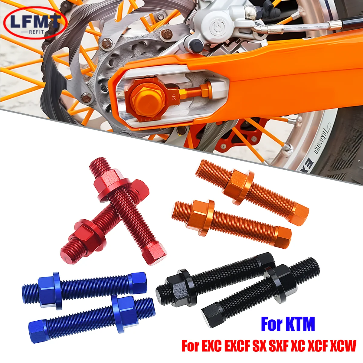 For KTM 690 XC XC-F XC-W SX SX-F EXC EXC-F Six Days TPI M10x50 Chain Adjuster Bolt ADVENTURE DUKE ENDURO SXS SMC R Hus GAS GAS