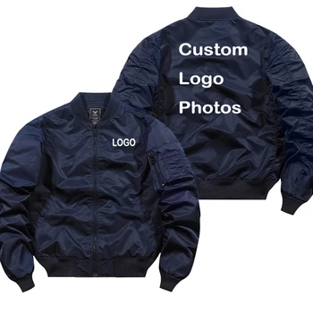 Custom Logo Design Bomber Jacket Men DIY Print Zipper Coat Windproof Thick Warm Jacket Unisex Military Jacket Flight Coat 2