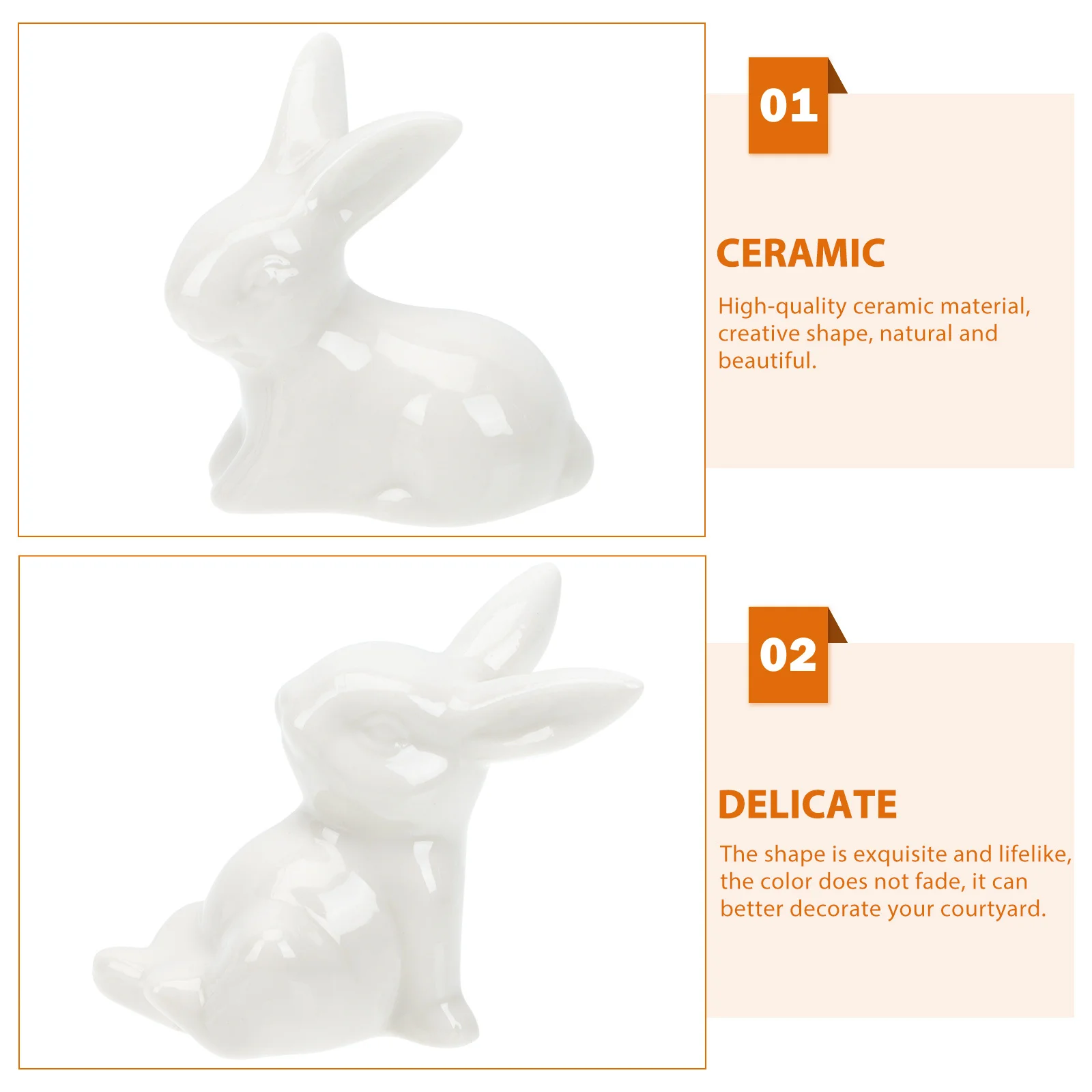 

3Pcs Ceramic Rabbit Shaped Decorative Artware for Indoor Outdoor Tabletop Garden Yard Patio Landscaping Use Ceramic Craft Decor