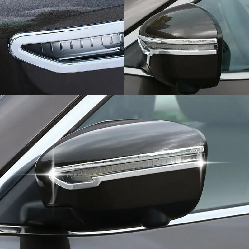 Chrome Side Espelho Retrovisor Cover, Trim Molding Strip Light Decoração, Nissan Qashqai X-Trail Murano Rogue Pathfinder