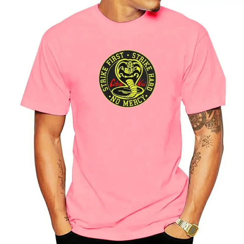 Unisex Cobra Kai No Mercy Strike First Strike Hard 80s Karate Kid Movie Men's 100% cotton T-Shirt women soft Hallowmas top tee