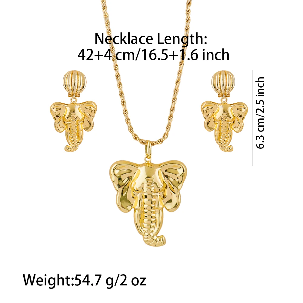 YM Jewelry Set for Women Copper Gold Plated Earrings Necklace Dollars Elephant Pendant Wedding Party Jewelry Gift Classic Trendy