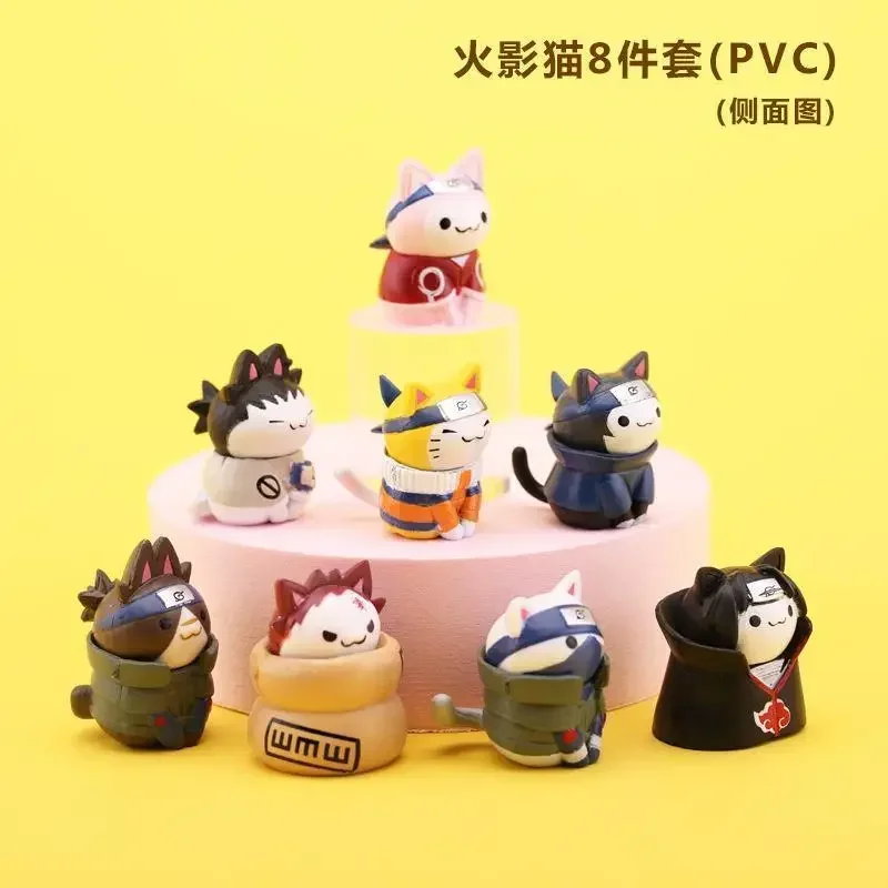 Neue Anime Naruto Puppe Niedliche handgemachte Kuchendekoration Naruto Katzenmodell Hand Geburtstagsgeschenk 8tlg