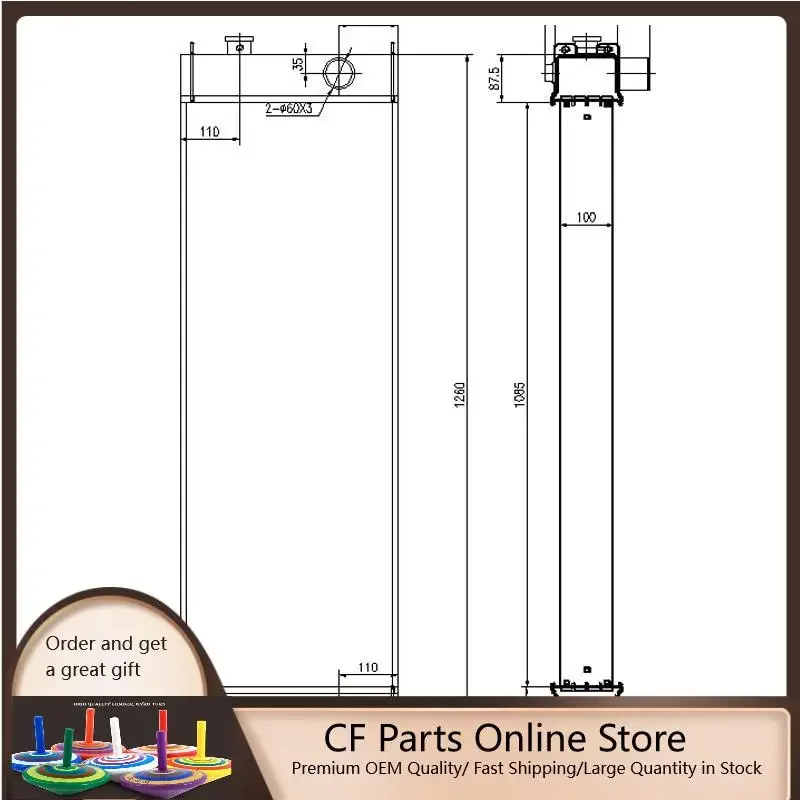 

Water Tank Radiator 4654972 For Hitachi ZAX650-3 ZAX670-3 ZX650LC-3 Excavator