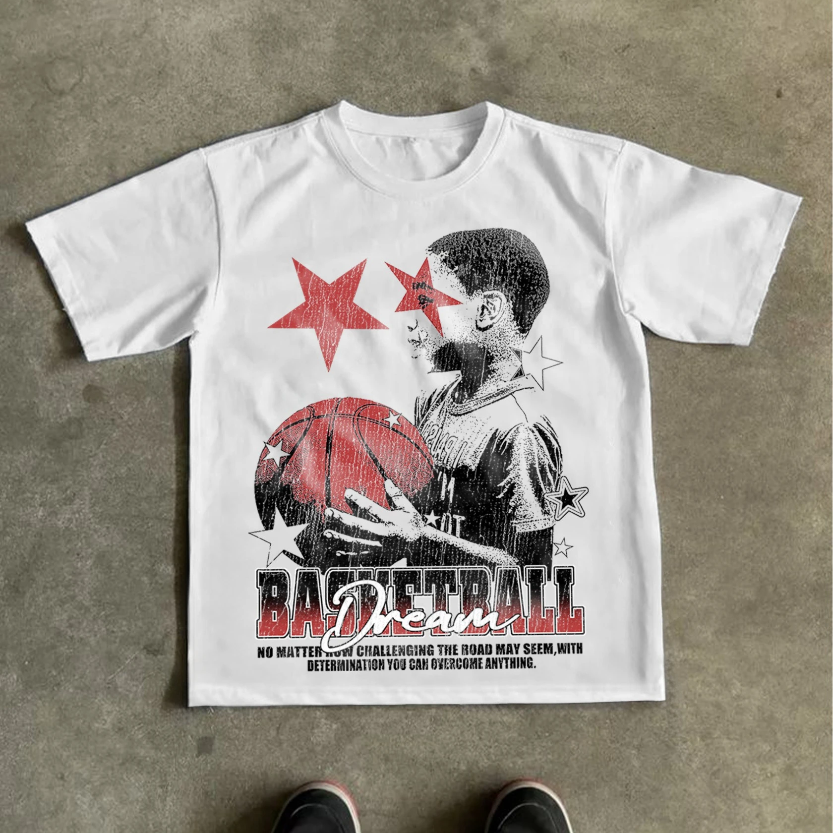 Camiseta Vintage con estampado gráfico de sueños de baloncesto para hombre Y2K, camiseta de manga corta de gran tamaño, ropa de calle para mujer, camisetas