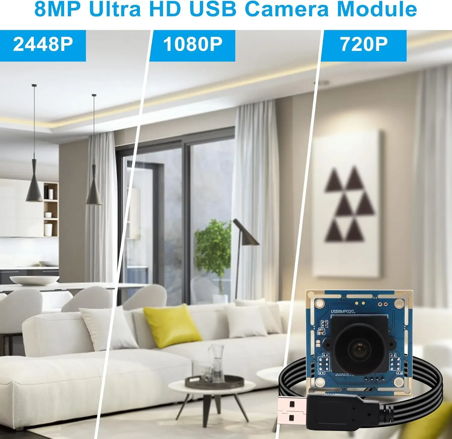 2026 New Webcam 4K Wide Angle 120/190 Degree Fisheye USB Camera Module For PC High Speed Plug And Play 8MP Living Stream Web Cam