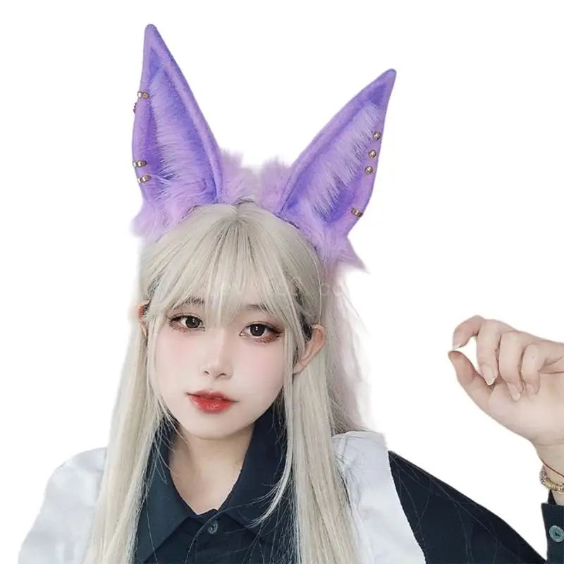Fascia per capelli con orecchio bestia artificiale Fascia per capelli per anime Donna Show Hairhoop