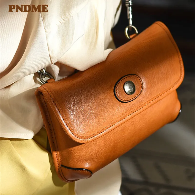 

PNDME Fashion Designer Luxury Genuine Leather Ladies Small Crossbody Bag Casual Natural Cowhide Women's Daily Party Shoulder Bag