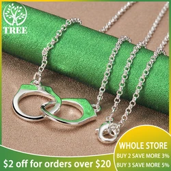 ALITREE 925 Sterling Silver Handcuffs Pendant Necklace For Women necklaces Fashion Party Birthday Wedding Charm Jewelry Gifts