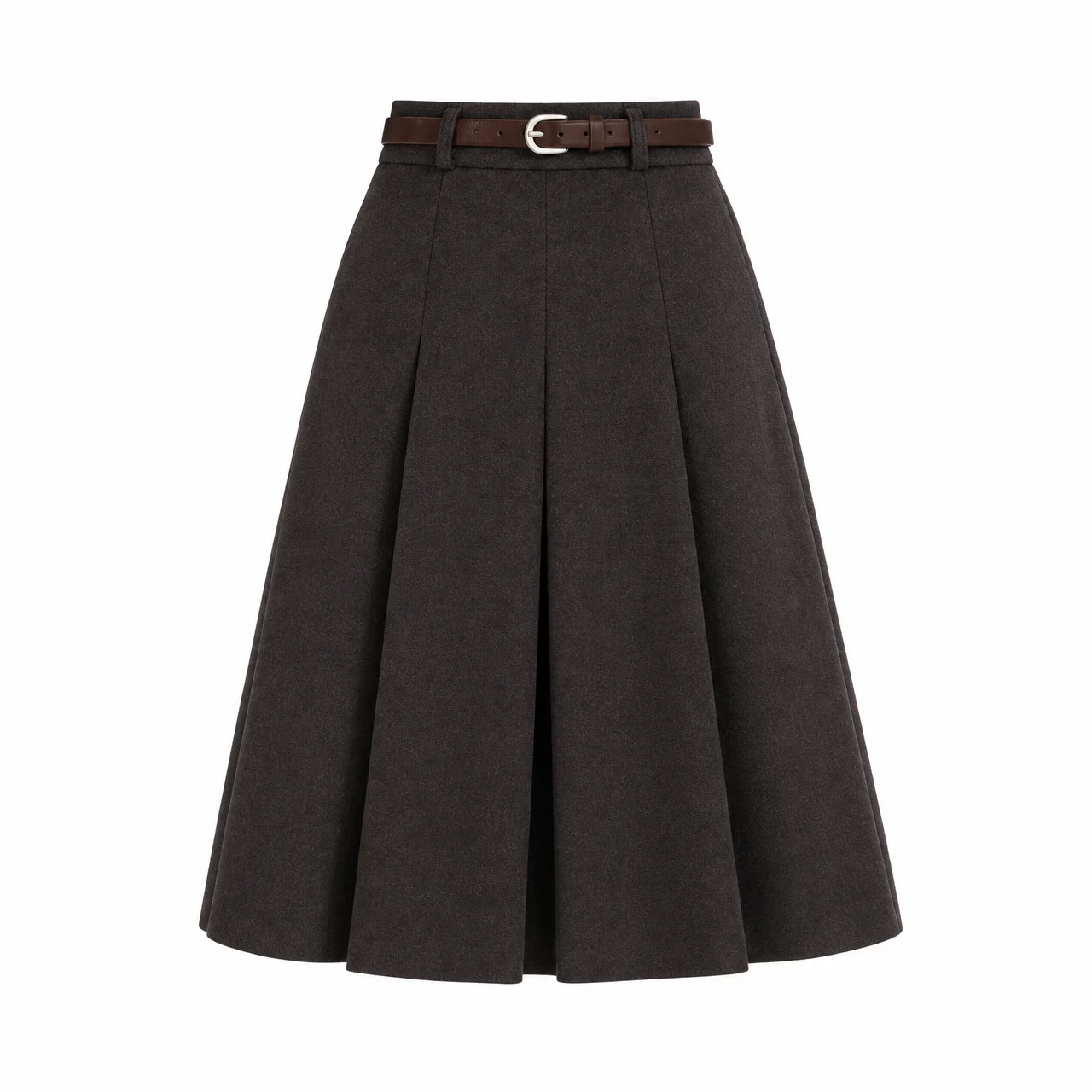 Autumn Winter Woolen Skirt Women 2026 New Arrival High Waist A Line Pleated Skirt For Women Korean Style Chic Midi Skirt Woman