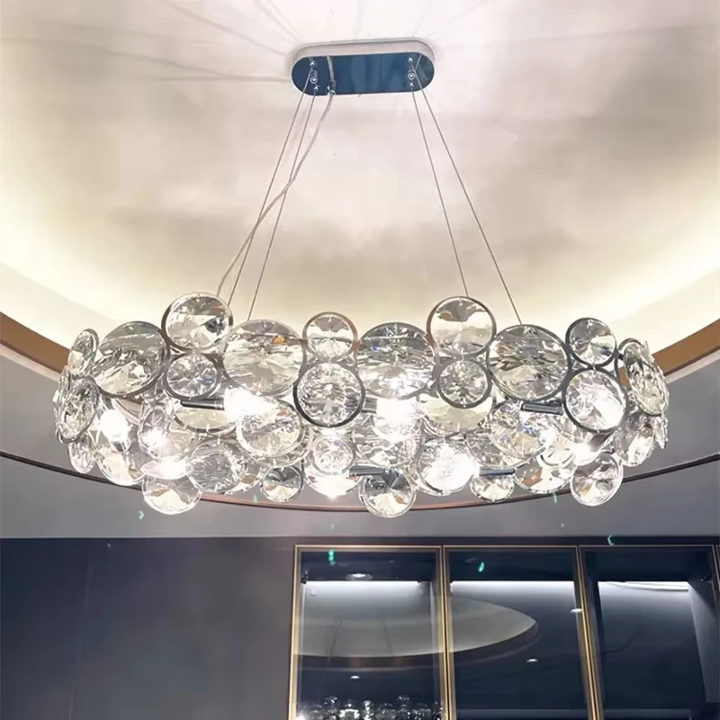 

Nordic Modern Home Decoration Crystal Chandeliers Light Luxury Living Room Kitchen Romantic Interior Lighting Pendant Lights