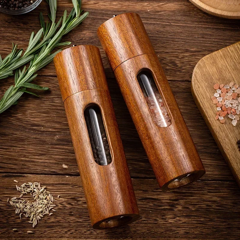 Wooden Pepper Grinder Salt Pepper Mill Grinding Adjustable Spice Salt Grinder Kitchen Cooking Tools Kitchen Stuff