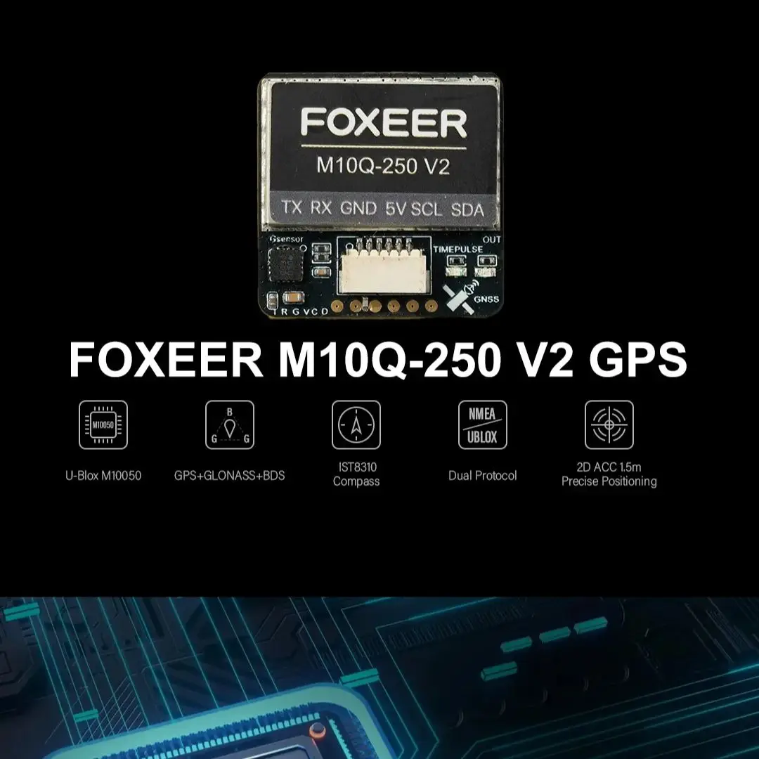 Foxeer M10Q 250 v2 GPS Dual NMEA/U BLOX  Protocol Positioning with Compass