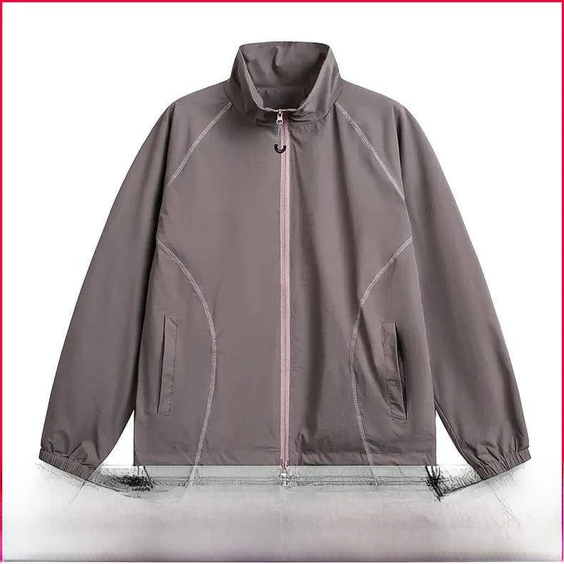 

Куртка-ветровка унисекс в американском стиле с контрастной строчкой, ветрозащитная, водонепроницаемая, для активного отдыха, с воротником-стойкой, для мужчин и женщин