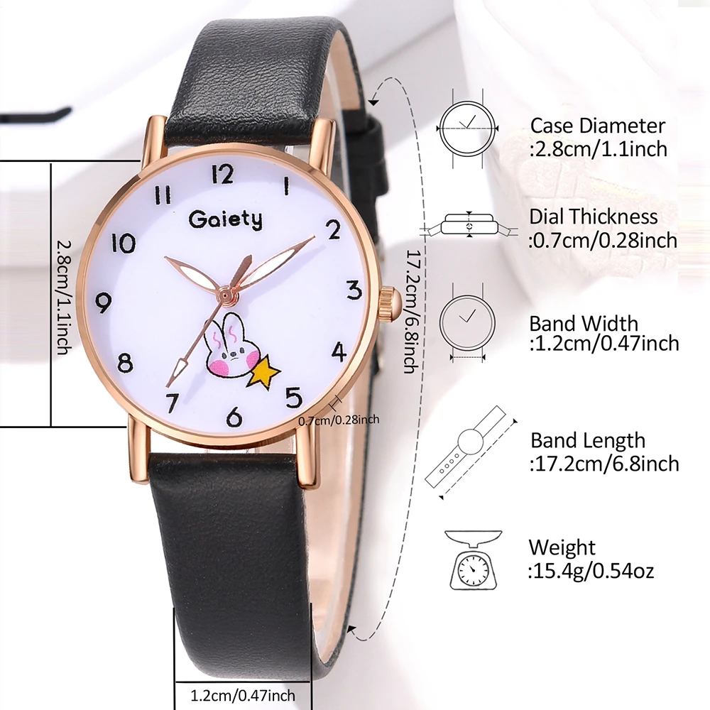 GAIETY Couple Simple Style Rabbit Element Dial Watch Casual Fashion Quartz Watch Is The Perfect Gift For Her