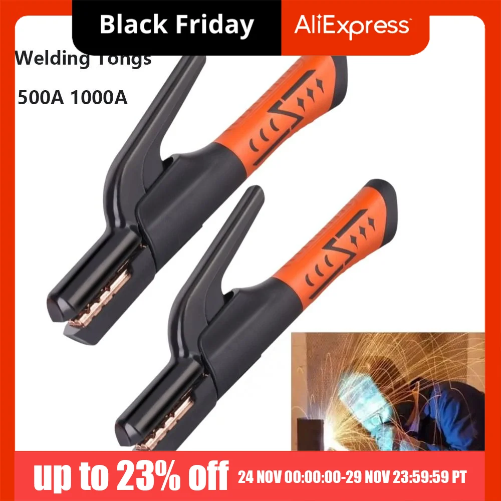 

500A 1000A Welding Electrode Holder Secure Grip Heavy Duty Electrode Clamp Anti-scald Thickened Welding Tongs Garage Work