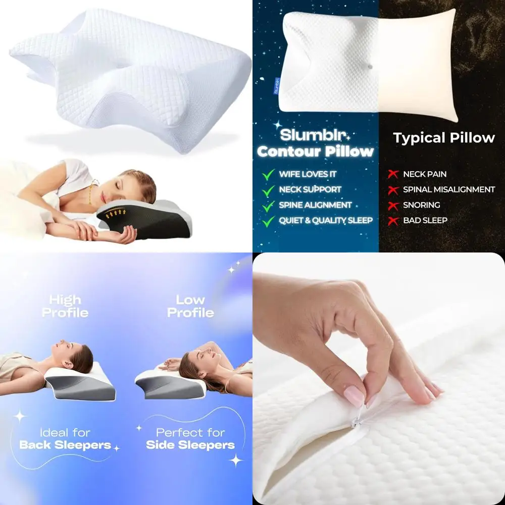 

Ergonomic Neck Support Pillow for Side Sleepers - Cooling Memory Foam Contour Orthopedic Pillow